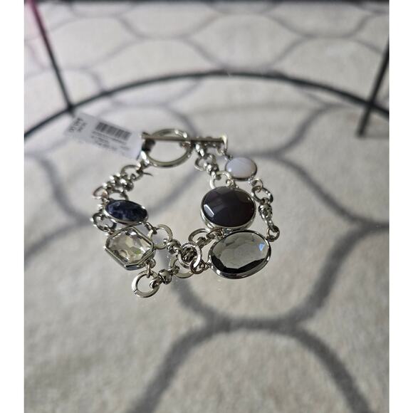 White House Black Market Silver Stone Bracelet New - Picture 2 of 4